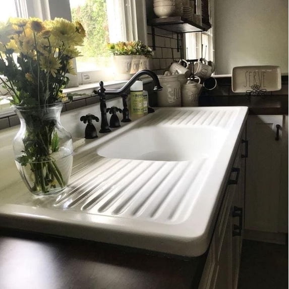 NBI Drainboard Sinks 54" X 24" White Reinforced Cast Acryllic Drainboard Sink