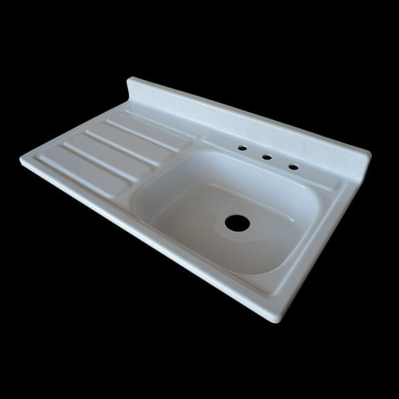 NBI Drainboard Sinks White Reinforced Cast Acryllic 42" x 24" Single Bowl Drainboard Sink