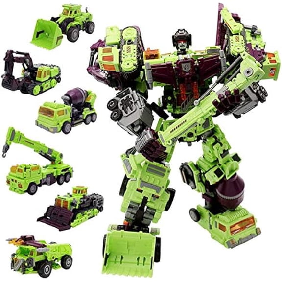 NBK Deformation Oversize Toys Robot Devastator Engineering Combiner 6 in 1 Action Figure Car Truck Model (Green)