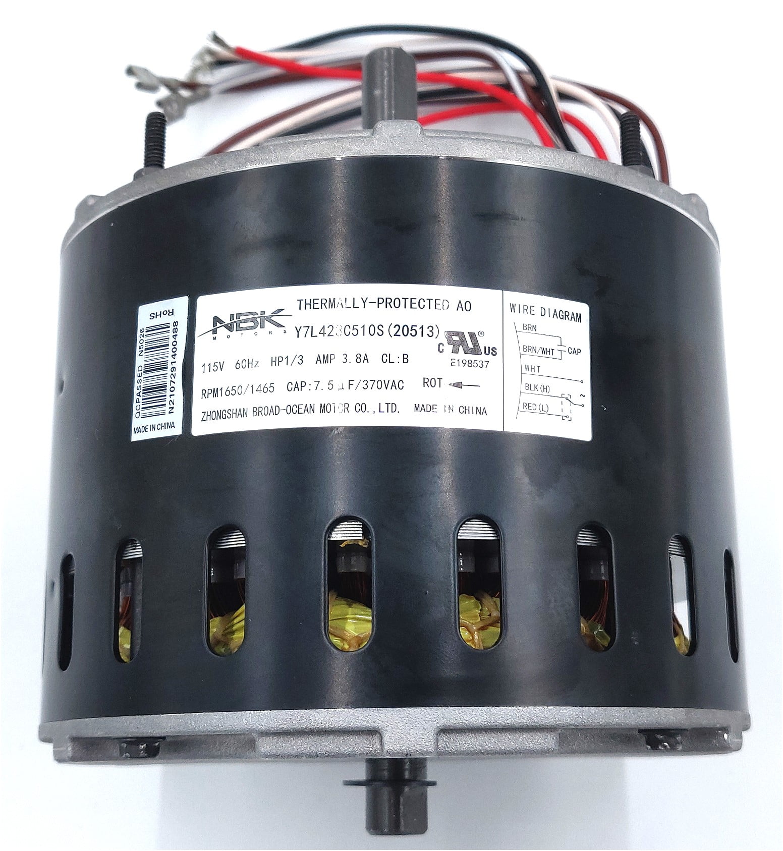 NBK Motors F48J66A48, 1/3 HP 115V, 300W 3000RPM Electric