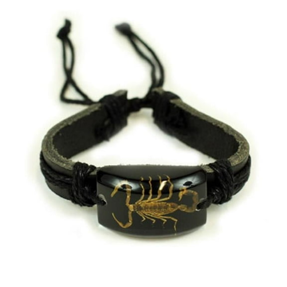 NBL213 Leather Bracelet - Gold Scorpion with Black Back