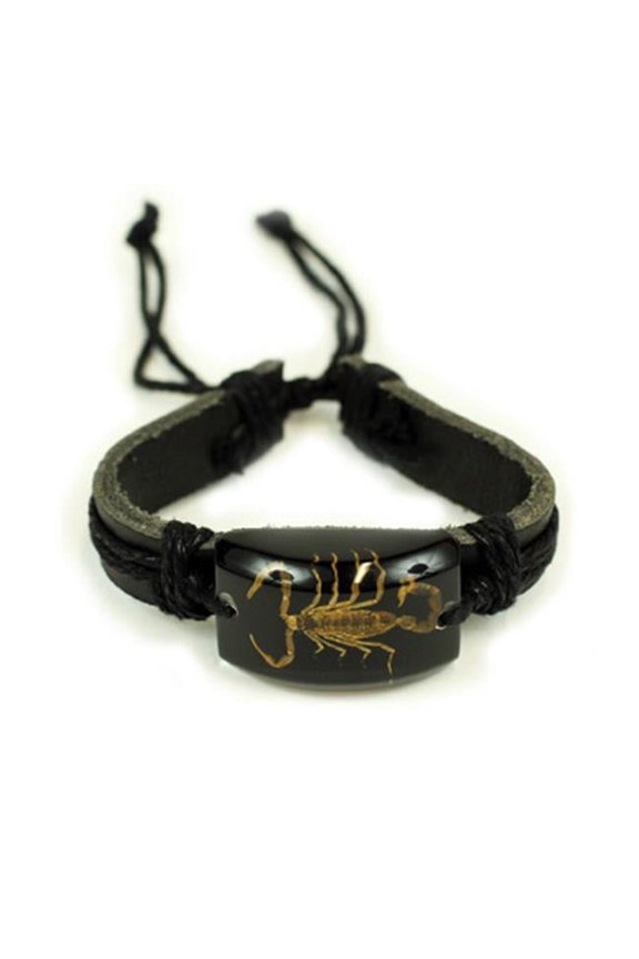 NBL213 Leather Bracelet - Gold Scorpion with Black Back