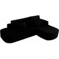 thumbnail image 1 of NBLDGT 106'' Compressed Sectional Sofa with Chaise, L-Shaped Modular Velvet Couch with Deep Seats, Curved Cloud Sofa for Living Room, Apartment (Black, Right Facing Chaise), 1 of 1