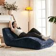 thumbnail image 1 of NBLDGT Chaise Lounge Indoor Furniture, Velvet Ergonomic Foam Lounge Chair with Pillow,Living Room Bedroom Sleeper Couch Sofa, No Assembly,Stretching & Relaxation,Blue, 1 of 10
