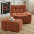 thumbnail image 1 of NBLDGT Comfy Lounge Chair with Ottoman, Cozy Bean Bag Chair with High-Rebound Memory Foam, Single Seat Lazy Sofa Couch for Bedroom, Living Room, Office (Orange), 1 of 10