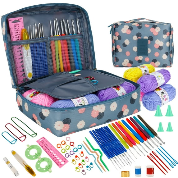 NBPOWER 67pcs Crochet Kit for Beginners, Knitting Kit Includes Chunky Yarn, Knitting Needles, Crochet Hooks, Canvas Tote Bag, Crochet Accessories, Suit for Both Beginners and Experienced Crocheters