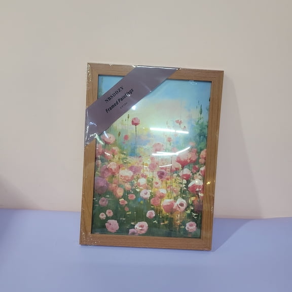 NBSDDZY Framed paintings Framed Floral Wall Art: Canvas-Style Print of a Flower Landscape