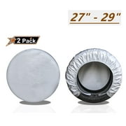 NBW RV Tire Covers, Fit 27-29 Diameter, Set of 2, Trailer Camper SUV Wheel Covers, Sunproof, Weather Resistance, Silver