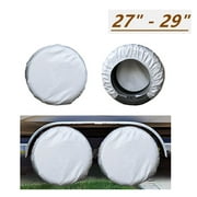 NBW RV Tire Covers, Fit 27”-29” Diameter, Set of 4, Trailer Camper SUV Wheel Covers, Sunproof, Weather Resistance, Silver