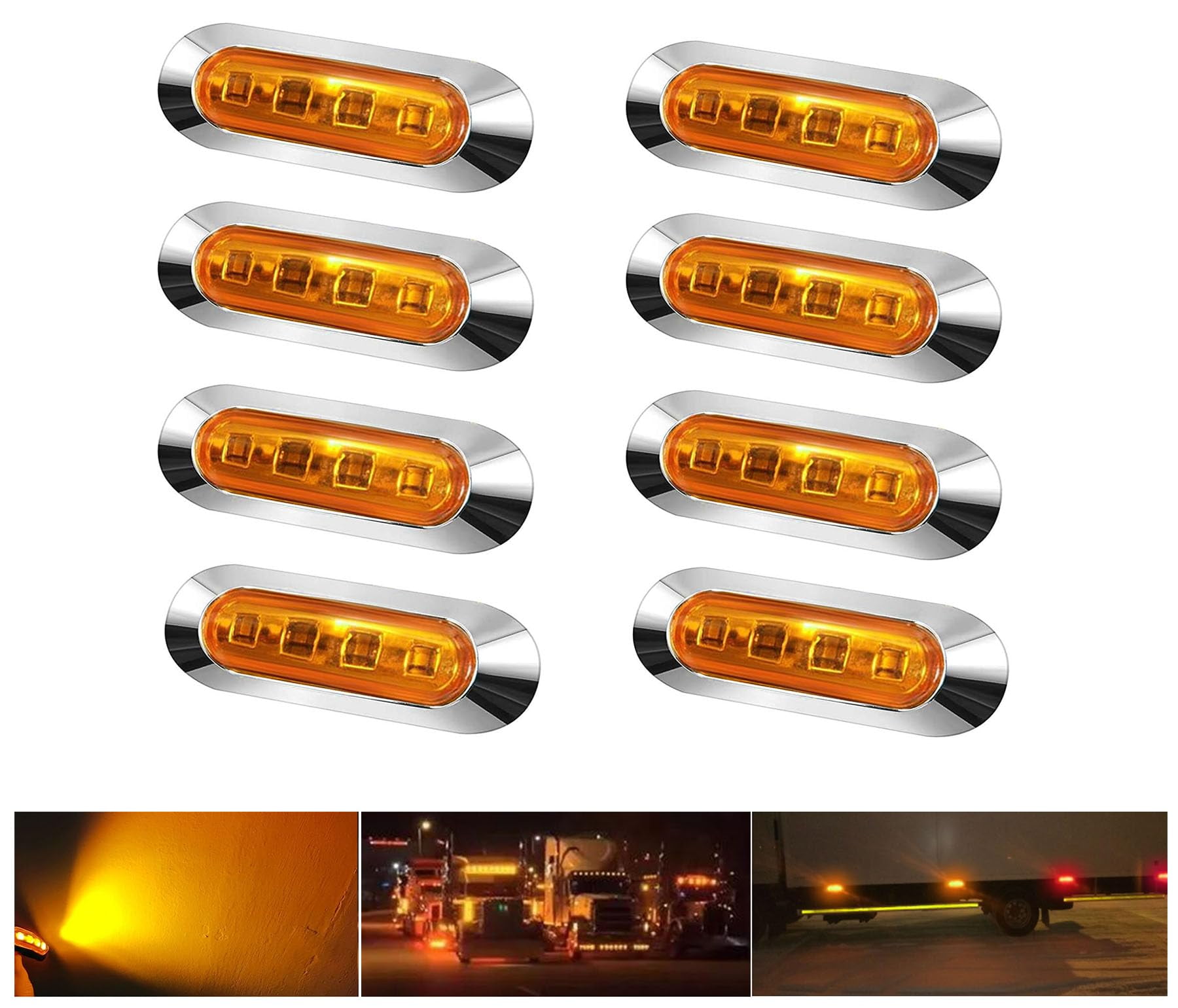 NBWDY 8Pcs Amber LED YPF5 Side Marker Light Truck Trailer Light Front