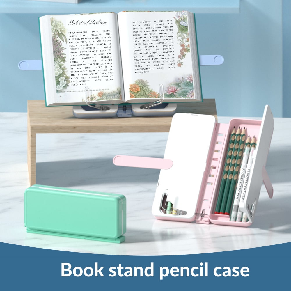 NBX Pencil Box and Foldable Reading Bookshelf Multi function Writing Case with Adjustable
