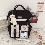 NBXPOW Backpack With Bears Women Waterproof Candy Colors Backpacks Fancy Bookbags High School Bags for Teenage Girl Gift Cute Travel Rucksack 15*10*7Inch Black