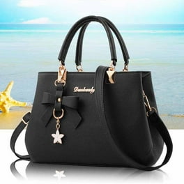 Quincy Large Suede and Leather Shoulder Tote - Black