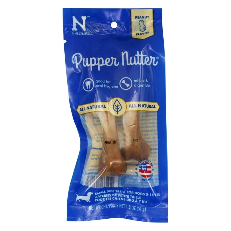 NBone Pupper Nutter Dental Dog Treat Small Peanut Flavor 2 Pack