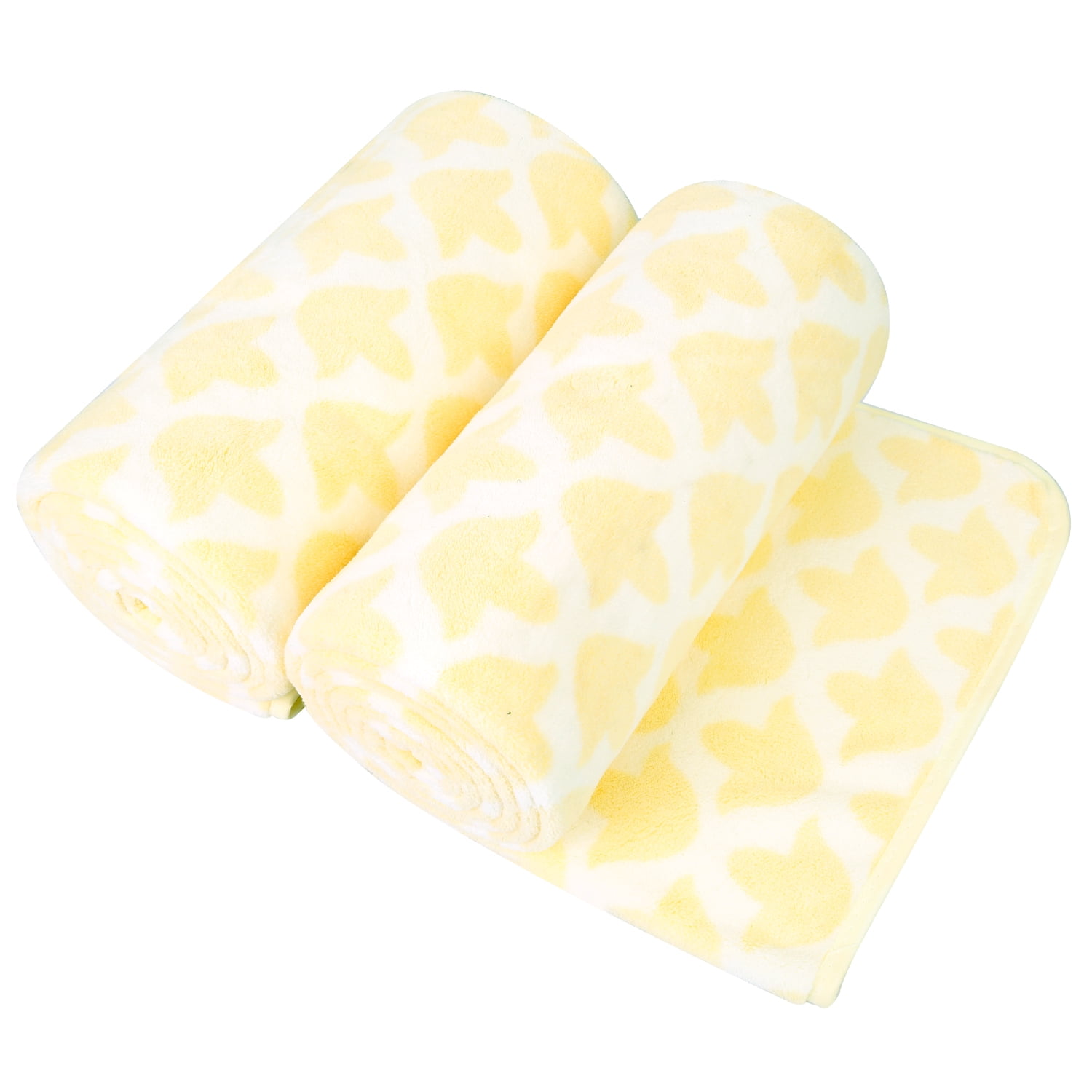 NC 2 Piece Bath Towel Set, Plaid Pattern Microfiber Soft Fast Drying Towels, Yellow