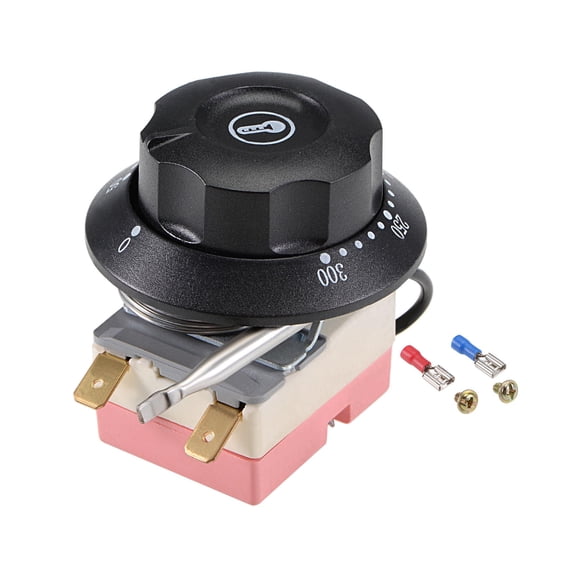 NC 250V 16A 50-300C Capillary Thermostat for Oven Refrigerator Heater, 2m, with 2 Screws&2 Crimp Terminals