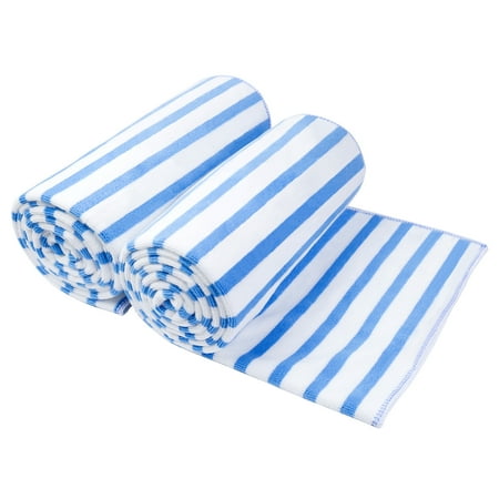 NC Bath Towels 2 Pack Cabana Stripe Striped Microfiber Bath Towel Set, 30"x60", Blue