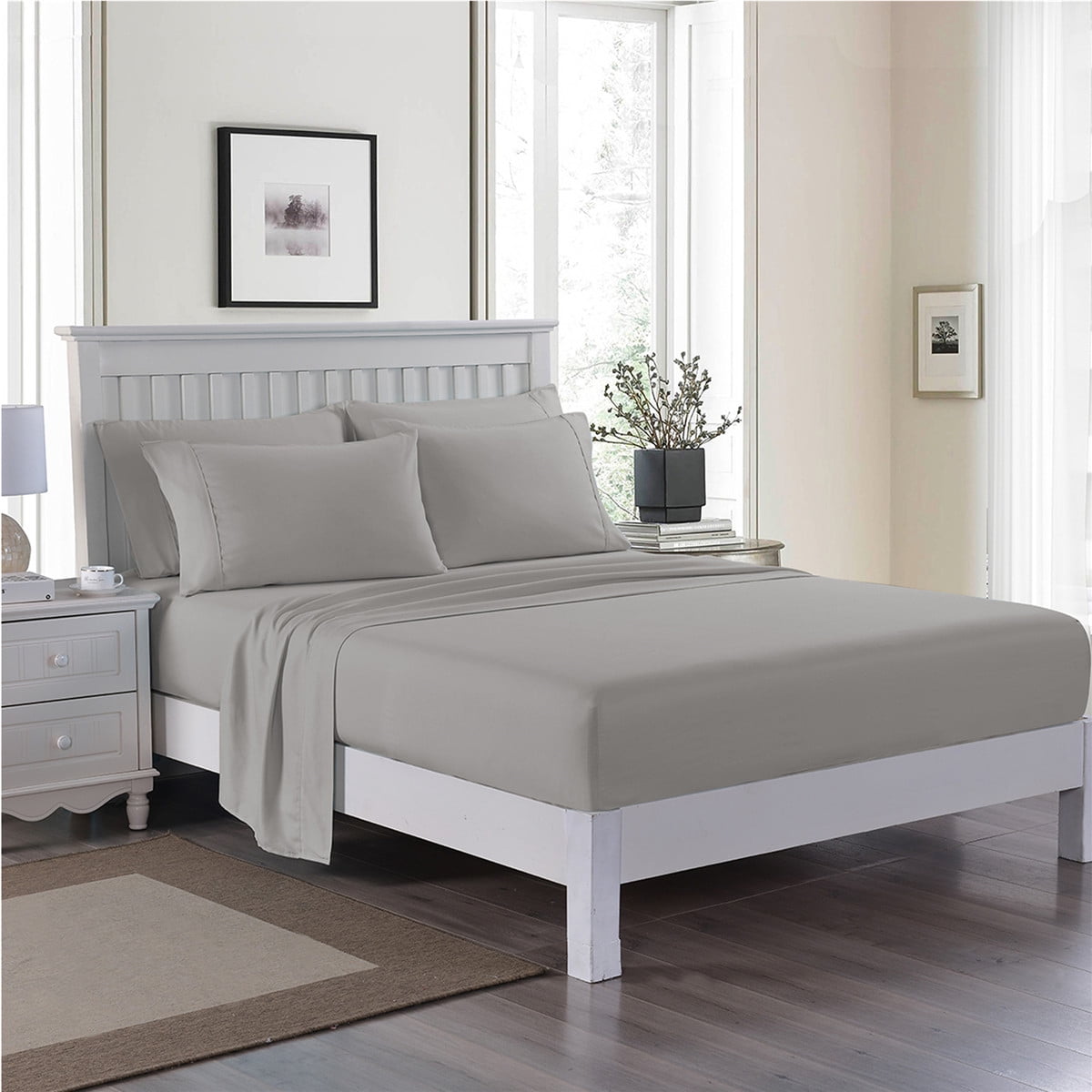JML Bedding Full Bed Sheets Set - 6 Piece Bedding - Brushed Microfiber 100% Polyester - Shrinkage and Fade Resistant - Easy Care (Full, Grey)