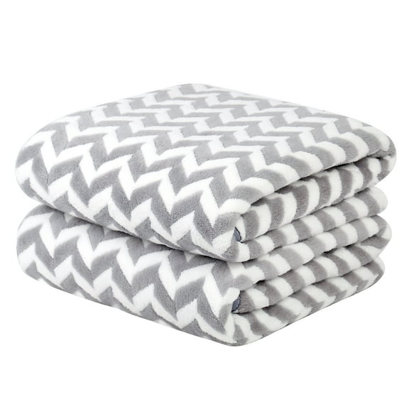 NC Fashion 2 Piece Chevron Microfiber Bath Towel Set, Gray, White, Multi-color