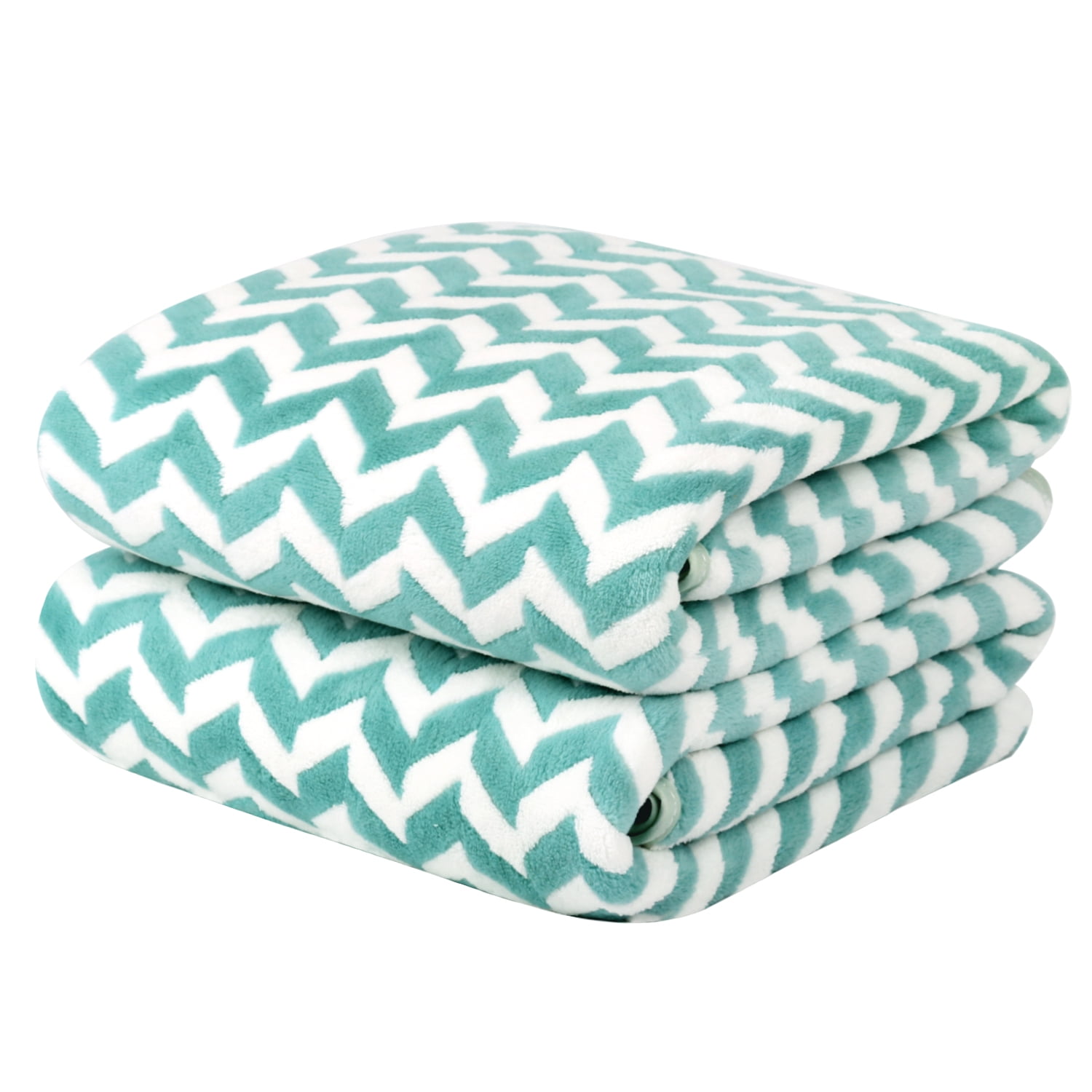 NC Fashion 2 Piece Chevron Microfiber Bath Towel Set, Green, White, Multi-color
