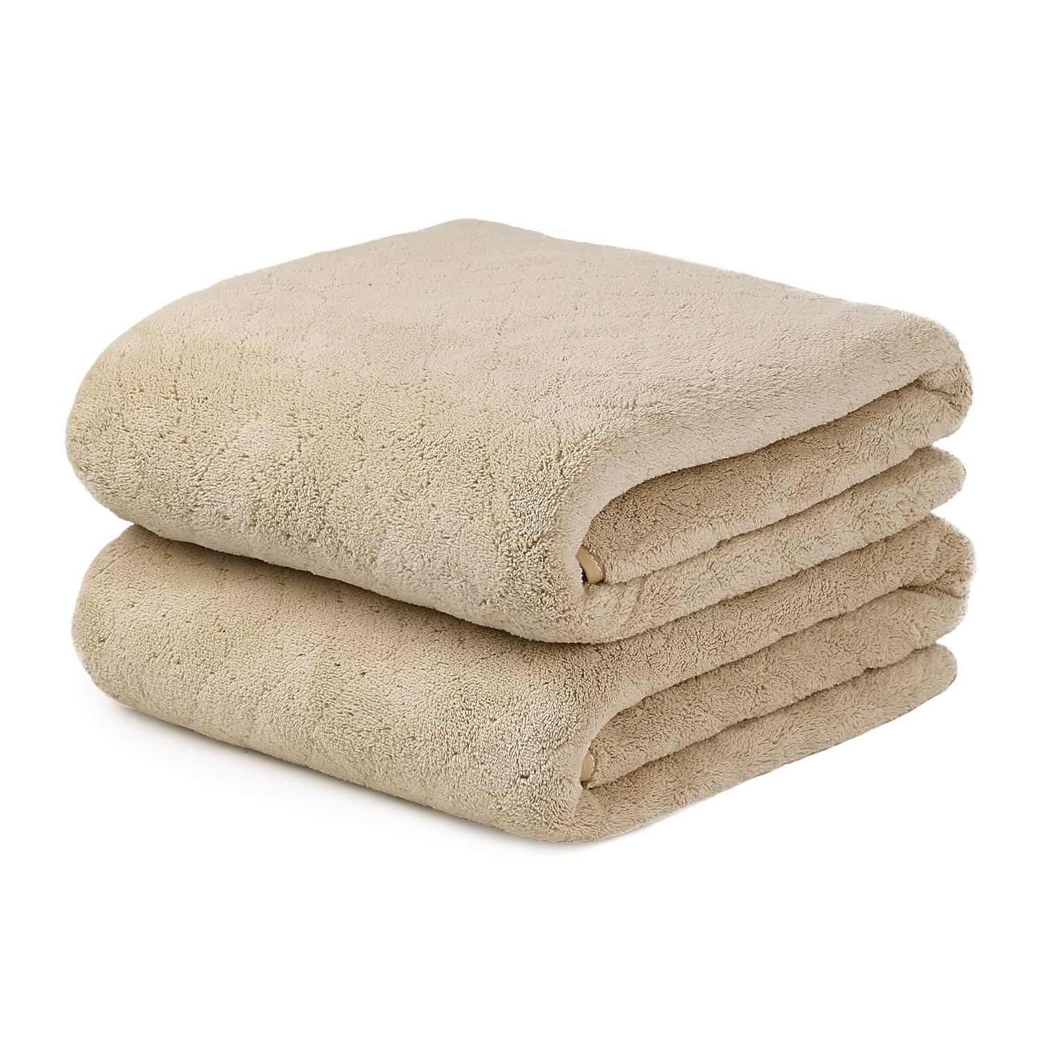 NC Fashion 2 Piece Grid Microfiber Bath Towel Set, Brown