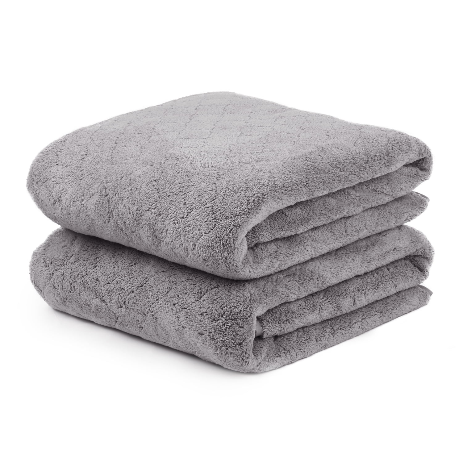 NC Fashion 2 Piece Grid Microfiber Bath Towel Set, Gray