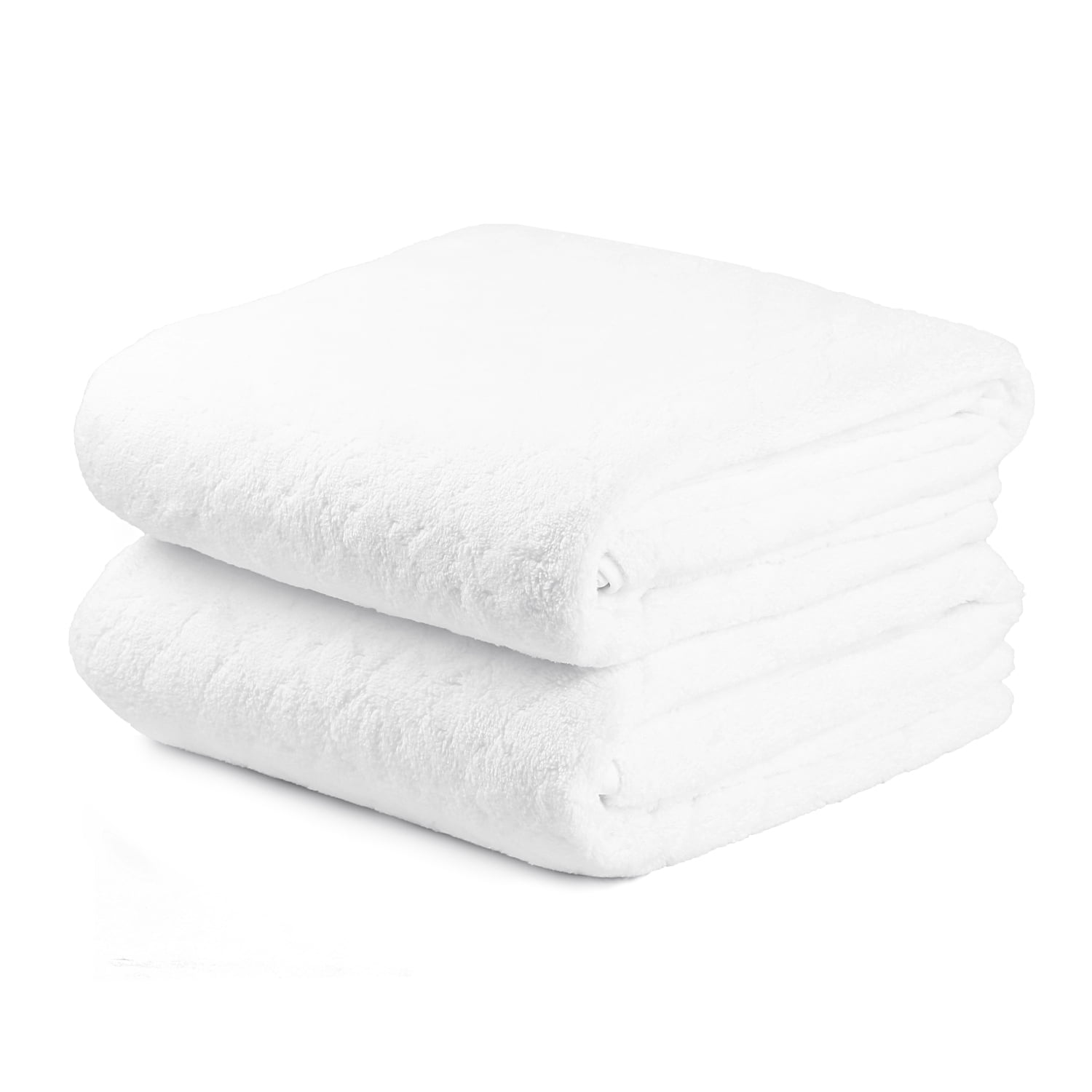 NC Fashion 2 Piece Grid Microfiber Bath Towel Set, White