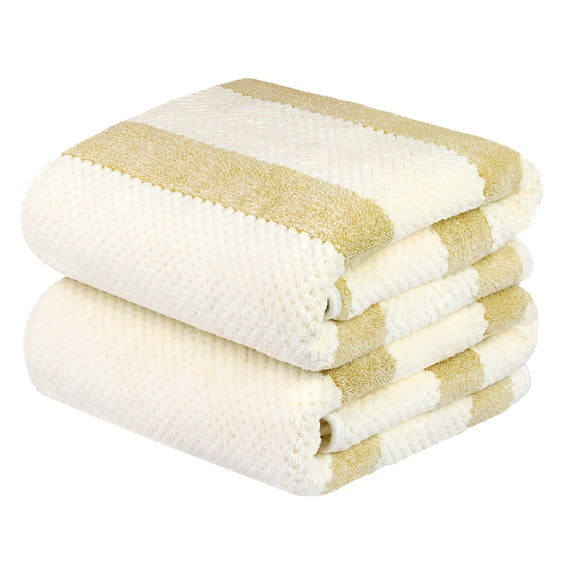 NC Fashion 2 Piece Microfiber Bath Towel Set, Brown, White, Multi-color