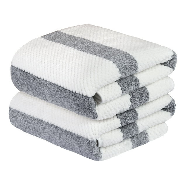 NC Fashion 2 Piece Microfiber Bath Towel Set, Gray, White, Multicolor