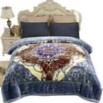 thumbnail image 1 of NC Fleece Bed Blanket King Size, 2 Ply Thick Warm Blanket, Blue Floral,83" x 93",6lb, 1 of 7