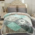 thumbnail image 1 of NC Fleece Bed Blanket King Size, 2 Ply Thick Warm Blanket, Green Floral,83" x 93",6lb, 1 of 6