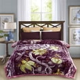 thumbnail image 1 of NC Fleece Bed Blanket Queen Purple Floral,2 Ply Thick Warm Plush Blanket,79" x 89",5.3lb, 1 of 6
