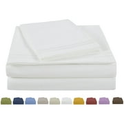 NC Home Fashions Luxury Bright White Solid Microfiber Sheet Sets, Twin, Embroidered