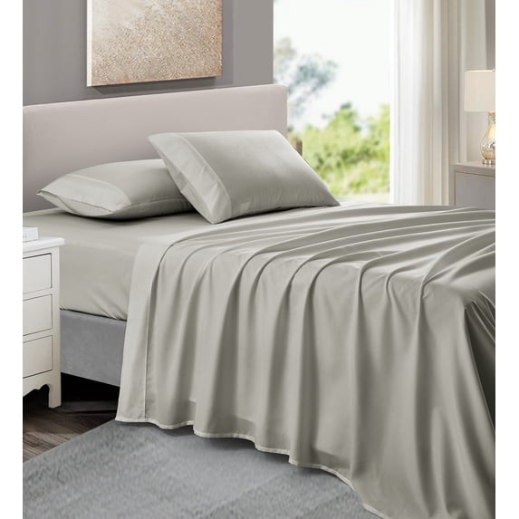 NC Home Bed Sheet Set, Ultra soft microfiber, 4 Pieces, King Sheet Sets, Bone White