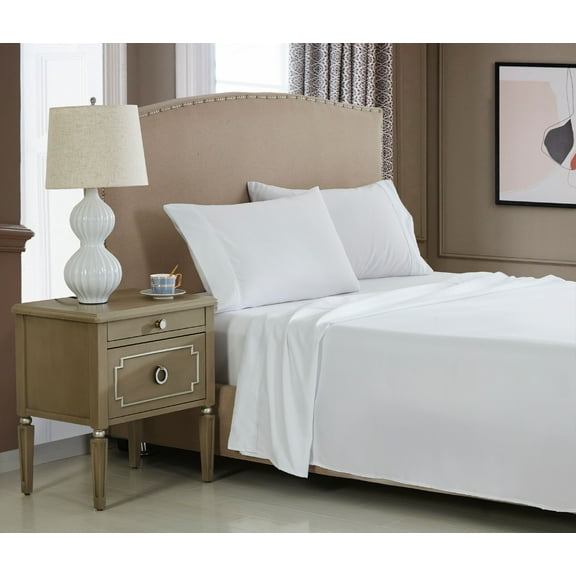 NC Home Fashions 5-Star Hotel Lexury Brushed Microfiber Sheets - Extra Soft, Deep Pockets, Easy Fit, Breathable & Cooling - 3 Piece (Twin, Pure White)