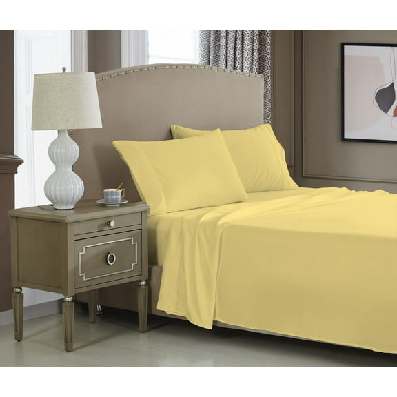 NC Home Fashions 5-Star Hotel Lexury Brushed Microfiber Sheets - Extra Soft, Deep Pockets, Easy Fit, Breathable & Cooling - 3 Piece (Twin XL,Yellow)