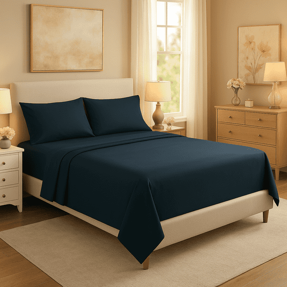 NC Home Fashions 3-Piece Twin Sheet Set, Ultra-Soft 800 Thread Count Microfiber, Deep Pocket, Twin, Blue Indigo