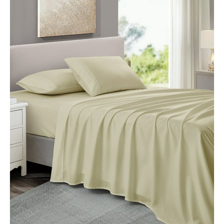 NC Home Fashions Bed Sheet sets - Soft Classic 300 Thread Count Microfiber, 4 Pieces - Queen, Bone White