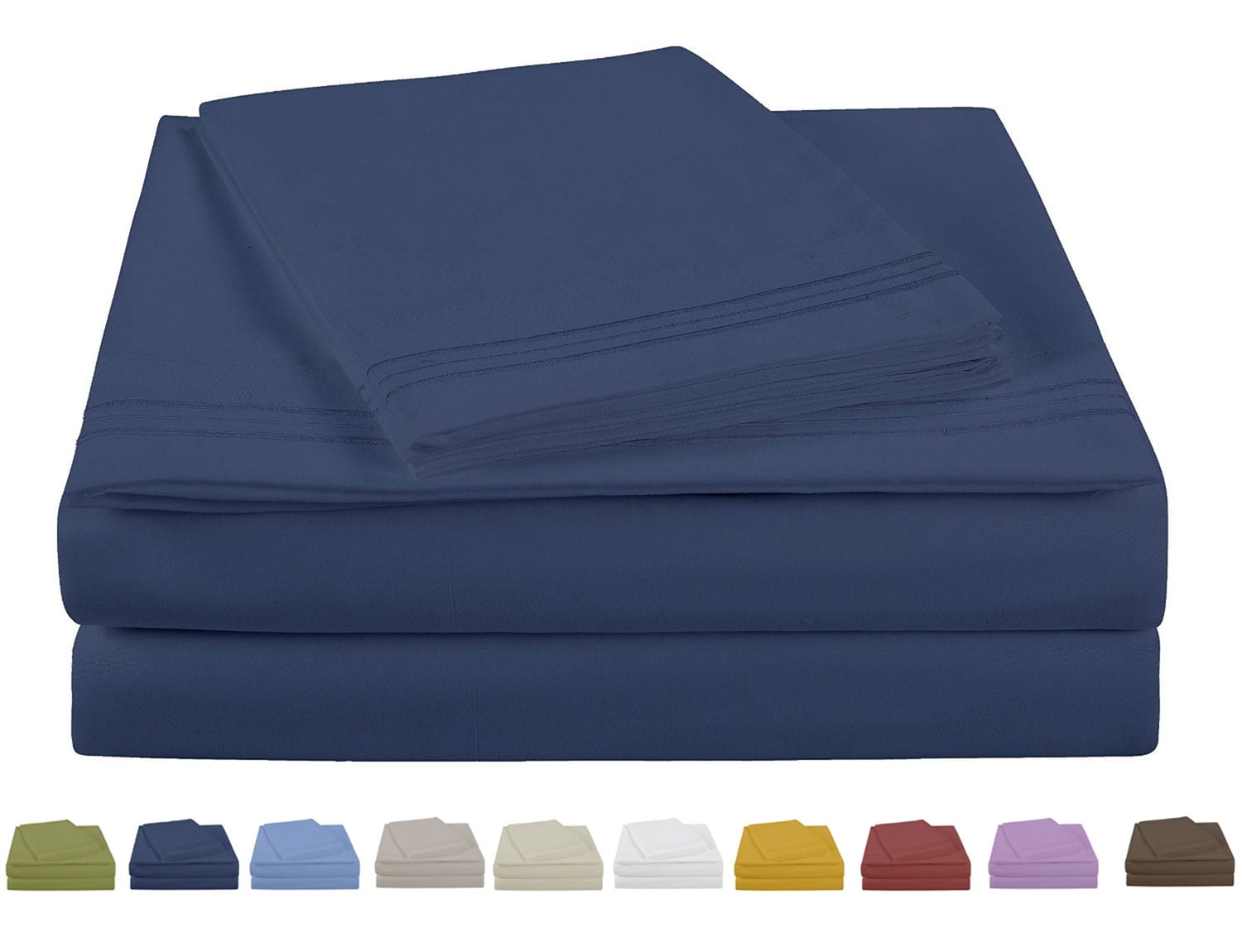 NC Home Fashions Embroidered ulta soft microfiber sheet set, Twin, Blue Indigo