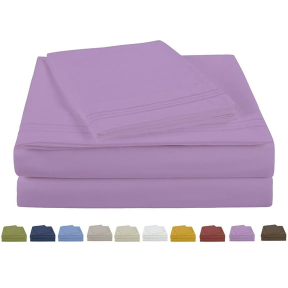 NC Home Fashions 3-Piece 300 Thread Count Embroidered Lupine Microfiber Bed Sheet Set, Twin