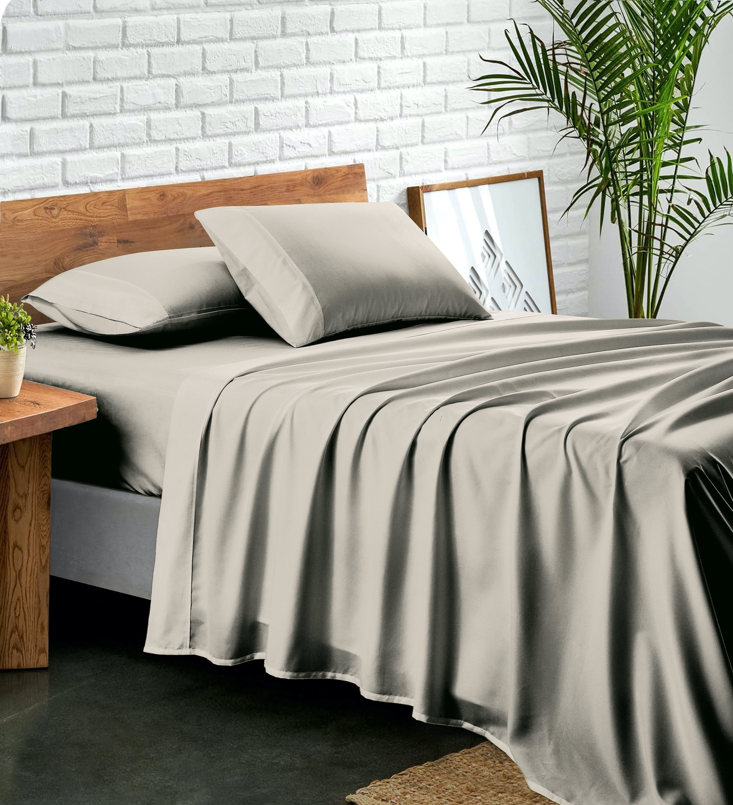 NC Home Fashions Hotel Style ulta soft microfiber bed Sheet Sets, 3-pieces, Twin, Silver Gray