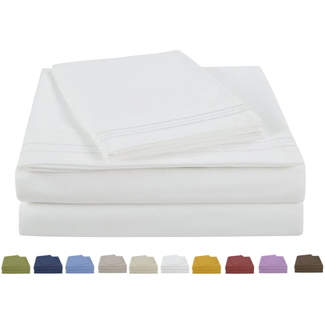 NC Home Fashions Embroidered ultra soft microfiber sheet set, California King, Bone White