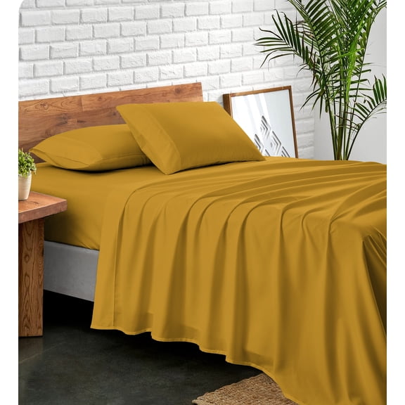 NC Home Bed Sheet Set, Ultra soft microfiber, 4 Pieces, Full Sheet Sets, Spicy Mustard