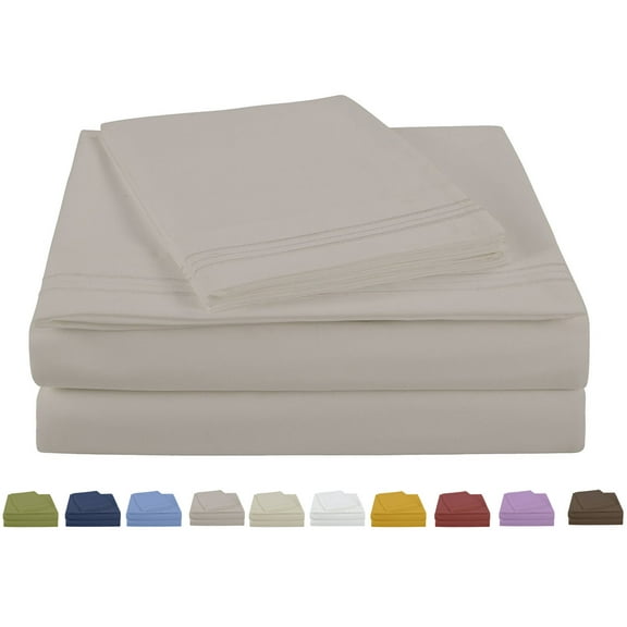 NC Home Fashions Embroidered ultra soft microfiber sheet set, Queen, Silver Gray