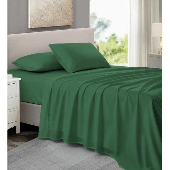 NC Home Fashions Sheet Set - Soft Classic 300 Thread Count Microfiber, 4 Pieces - King, Deep Fern