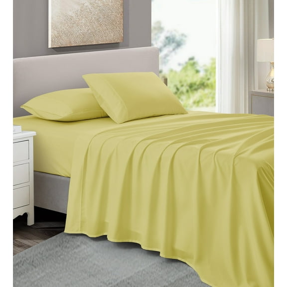 NC Home Fashions 3-Piece Twin Sheet Set, Ultra-Soft 800 Thread Count Microfiber, Deep Pocket, Twin, Spicy Mustard