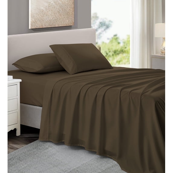 NC Home Fashions 3-Piece Twin XL Sheet Set, Ultra-Soft 800 Thread Count Microfiber, Deep Pocket, Twin XL, Chocolate Chip