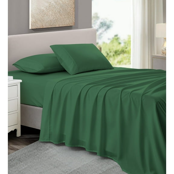 NC Home Fashions Sheet Set - Soft Classic 800 Thread Count Microfiber, 3 Pieces - Twin XL, Deep Fern
