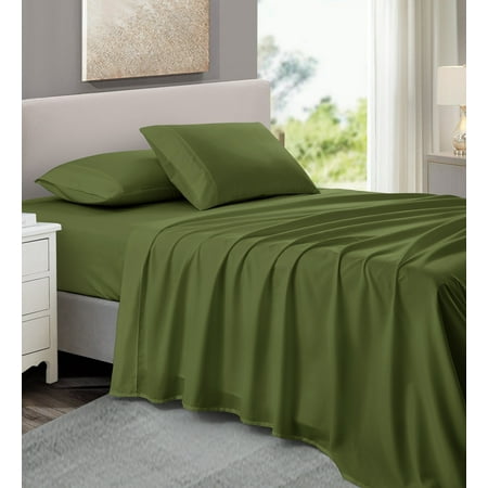 NC Home Fashions 3-Piece Twin XL Sheet Set, Ultra-Soft 800 Thread Count Microfiber, Deep Pocket, Twin XL, Fern