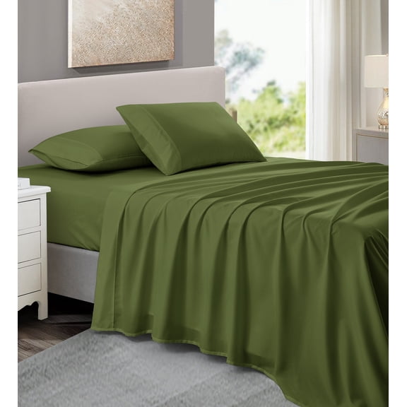 NC Home Fashions 3-Piece Twin XL Sheet Set, Ultra-Soft 800 Thread Count Microfiber, Deep Pocket, Twin XL, Fern
